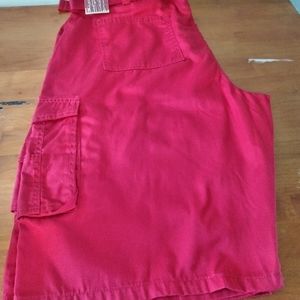 Men's red short pants.